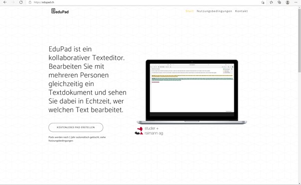 Edupad_Startseite